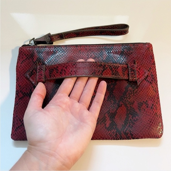 AIMEE KESTEBERG Melville Ruby Red Snakeskin Leather Clutch / Wristlet - Picture 6 of 16